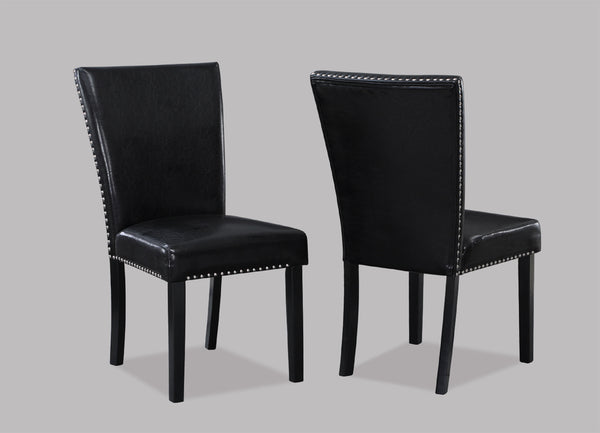 English Elm 2pc Transitional Upholstered Counter Height Dining Chairs with Flared Legs and Plush Seat Comfort, Stylish Design for Social Dining Areas Black 42 L x 23 W x 14.5 H B011P148067