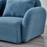 English Elm Living Room Furniture Lazy Sofa Loveseat Teddy Fabric Blue