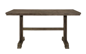 English Elm 1pc Light Brown Counter Height Trestle Table 71" x36" Industrial Curved Metal Accents Casual Dining Centerpiece B011S01087