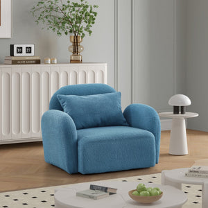 English Elm Living Room Furniture Lazy Sofa Chair Teddy Fabric Blue