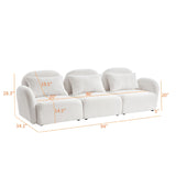 English Elm Living Room Furniture Three Seat Lazy Sofa Teddy Fabric White