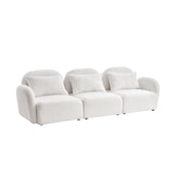 English Elm Living Room Furniture Three Seat Lazy Sofa Teddy Fabric White