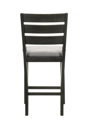 English Elm Contemporary Counter Height Dining Chairs Set of 2 - Charcoal Fabric Upholstered Ladder Back Stools, Wood Frame B011P149007