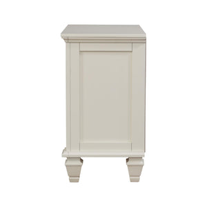 English Elm Cream Cottage 3-Drawer Nightstand with Pull-Out Tray, Sparkling White Finish, Felt-Lined Top Drawer, Silver Hardware (29.75"H x 29"W x 16.5"D) B062P148635