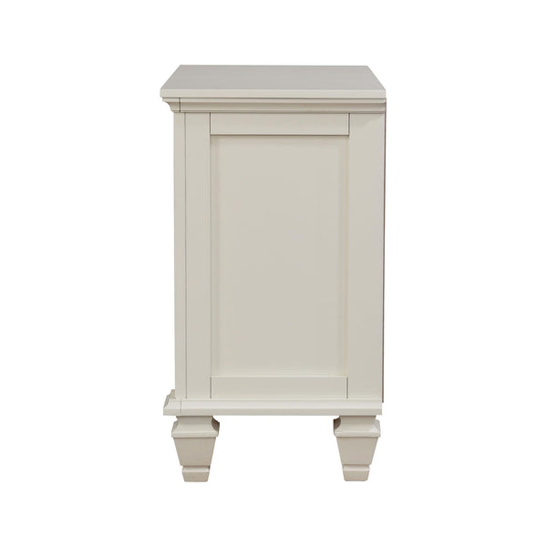 English Elm Cream Cottage 3-Drawer Nightstand with Pull-Out Tray, Sparkling White Finish, Felt-Lined Top Drawer, Silver Hardware (29.75"H x 29"W x 16.5"D) B062P148635