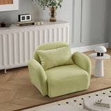 English Elm Living Room Furniture Lazy Sofa Chair Teddy Fabric Light Green