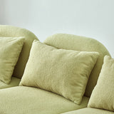 English Elm Living Room Furniture Three Seat Lazy Sofa Teddy Fabric Light Green