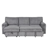 Hearth and Haven U_Style Upholstery Sleeper Sectional Sofa with Storage Bags and 2 Cup Holders On Arms WY000372AAE