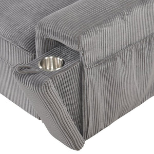 English Elm U_style Sleeper Sectional Sofa with Fold Out Twin Bed Cup Holders and Armrest Pockets Gray WY000372AAE