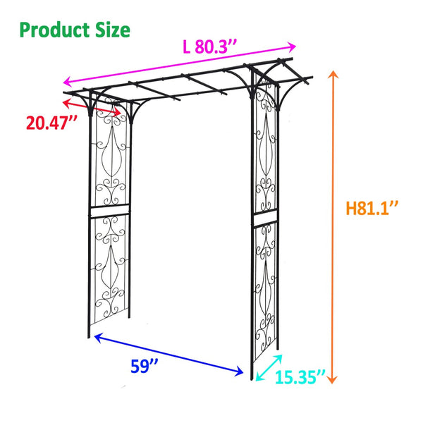 English Elm Metal Powder-coated Garden Arch Galvanized Steel Frame for Climbing Roses Outdoor W1586P148590