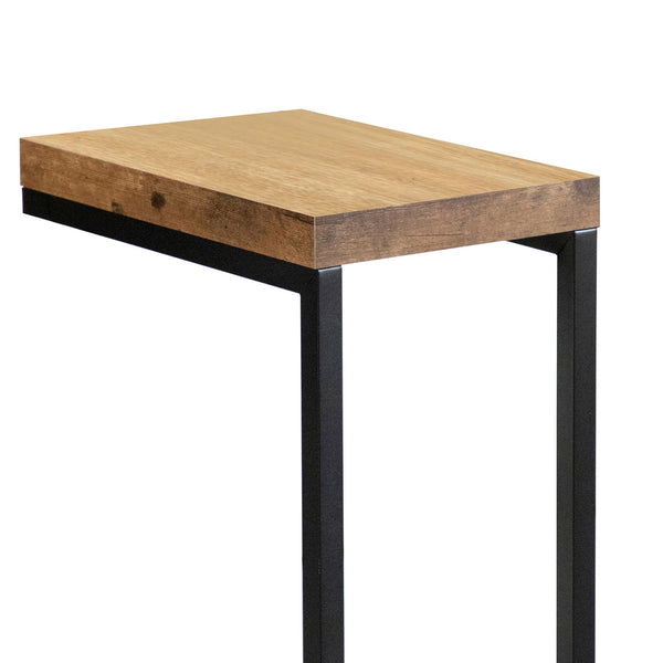 English Elm Black Antique Nutmeg Snack Table with Eco-Friendly Engineered Veneer, Sturdy Metal Frame, Compact Side End Table 25.5" B062P145588