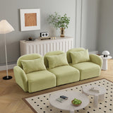 English Elm Living Room Furniture Three Seat Lazy Sofa Teddy Fabric Light Green