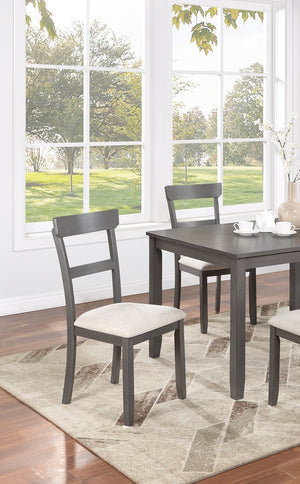 English Elm Classic 5-Piece Gray Dining Set for Small Spaces — 48" Wood Table + 4 Ladder-Back Upholstered Chairs B011P149000