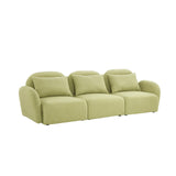 English Elm Living Room Furniture Three Seat Lazy Sofa Teddy Fabric Light Green