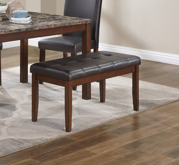 English Elm Classic 5-Piece Dining Set with Faux Marble Top, Tufted Bench & Cushioned Faux Leather Chairs for Cozy Kitchens Espresso 54 L x 42 W x 14 H B011P148645