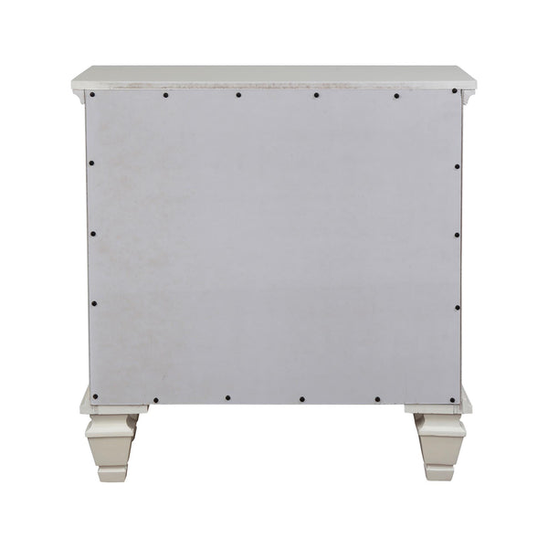 English Elm Cream Cottage 3-Drawer Nightstand with Pull-Out Tray, Sparkling White Finish, Felt-Lined Top Drawer, Silver Hardware (29.75"H x 29"W x 16.5"D) B062P148635