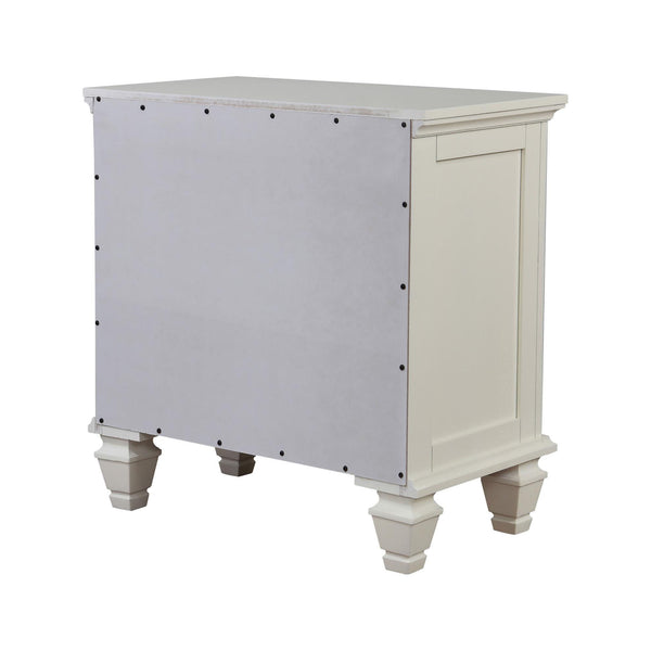 English Elm Cream Cottage 3-Drawer Nightstand with Pull-Out Tray, Sparkling White Finish, Felt-Lined Top Drawer, Silver Hardware (29.75"H x 29"W x 16.5"D) B062P148635