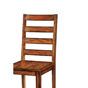 English Elm Tobacco Rustic Oak Ladder Back Dining Chairs Set of 2 — Industrial Solid Wood Slat Side Chairs, 18¼"W B011P148640