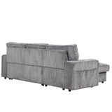 English Elm Upholstery Sleeper Sectional Sofa With Storage Bags and 2 Cup Holders On Arms