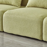 English Elm Living Room Furniture Three Seat Lazy Sofa Teddy Fabric Light Green