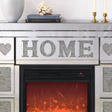 Hearth and Haven W 46" X D 12.6 X H 41 " Acrylic Diamond Mirror Fireplace Cabinet, TV Fireplace Cabinet W1005S00004