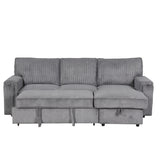 Hearth and Haven U_Style Upholstery Sleeper Sectional Sofa with Storage Bags and 2 Cup Holders On Arms WY000372AAE