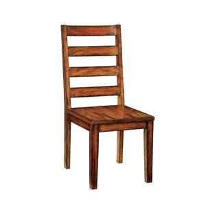 English Elm Tobacco Rustic Oak Ladder Back Dining Chairs Set of 2 — Industrial Solid Wood Slat Side Chairs, 18¼"W B011P148640