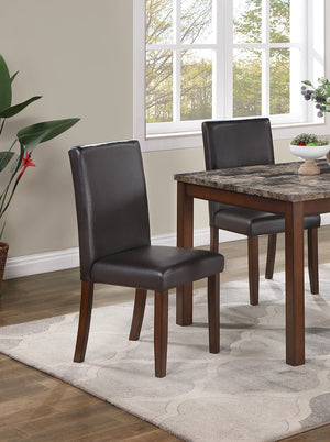 English Elm Classic 5-Piece Dining Set with Faux Marble Top, Tufted Bench & Cushioned Faux Leather Chairs for Cozy Kitchens Espresso 54 L x 42 W x 14 H B011P148645