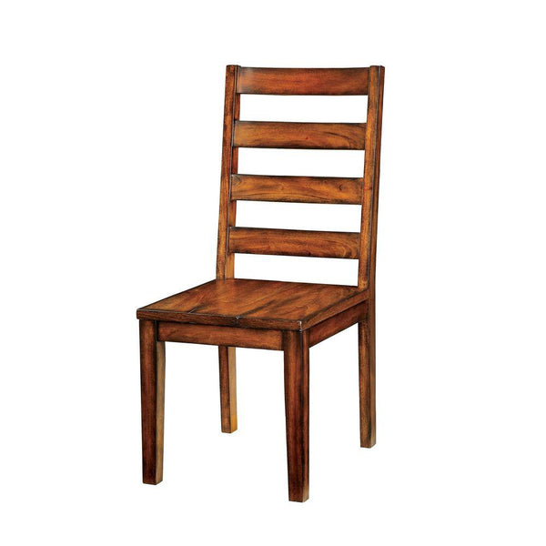 English Elm Tobacco Rustic Oak Ladder Back Dining Chairs Set of 2 — Industrial Solid Wood Slat Side Chairs, 18¼"W B011P148640