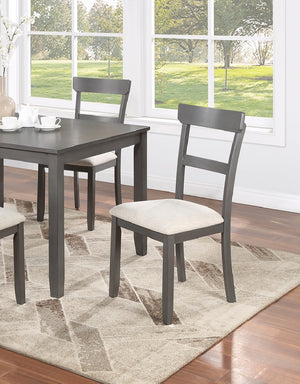 English Elm Classic 5-Piece Gray Dining Set for Small Spaces — 48" Wood Table + 4 Ladder-Back Upholstered Chairs B011P149000