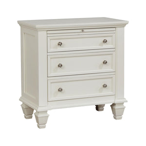 English Elm Cream White 3-Drawer Nightstand With Pull Out Tray