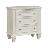 Cream White 3-Drawer Nightstand With Pull Out Tray