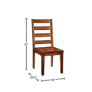English Elm Tobacco Rustic Oak Ladder Back Dining Chairs Set of 2 — Industrial Solid Wood Slat Side Chairs, 18¼"W B011P148640