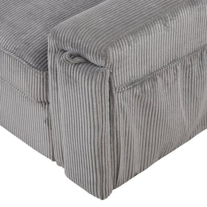 English Elm U_style Sleeper Sectional Sofa with Fold Out Twin Bed Cup Holders and Armrest Pockets Gray WY000372AAE