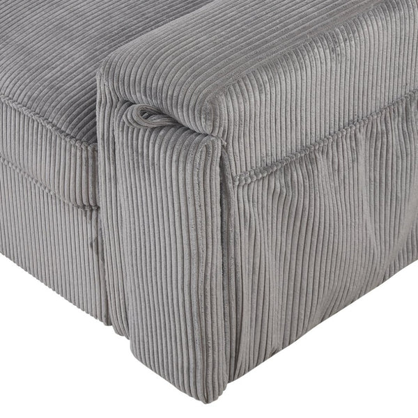 English Elm U_style Sleeper Sectional Sofa with Fold Out Twin Bed Cup Holders and Armrest Pockets Gray WY000372AAE