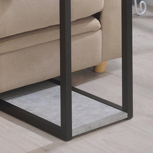 English Elm Cement Modern Snack Table with Faux Concrete Top and Black Metal Frame — Minimalist Industrial Style B062P145587