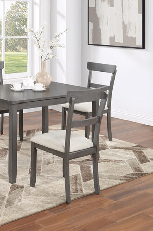 English Elm Classic 5-Piece Gray Dining Set for Small Spaces — 48" Wood Table + 4 Ladder-Back Upholstered Chairs B011P149000
