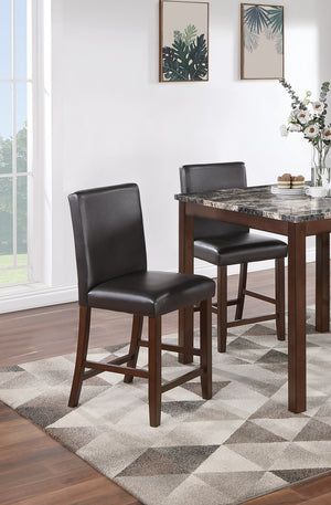 English Elm Classic 5-Piece Dining Set with Faux Marble Top, Tufted Bench & Cushioned Faux Leather Chairs for Cozy Kitchens Espresso 46 L x 46 W x 15 H B011P148646