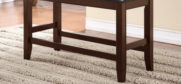 English Elm Farmhouse Counter Height Bench with Upholstered Seat and Wooden Frame, Rustic Brown & Grey Finish Espresso 44 L x 20 W x 16 H B011P149006