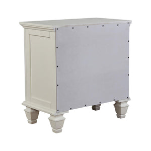 English Elm Cream Cottage 3-Drawer Nightstand with Pull-Out Tray, Sparkling White Finish, Felt-Lined Top Drawer, Silver Hardware (29.75"H x 29"W x 16.5"D) B062P148635