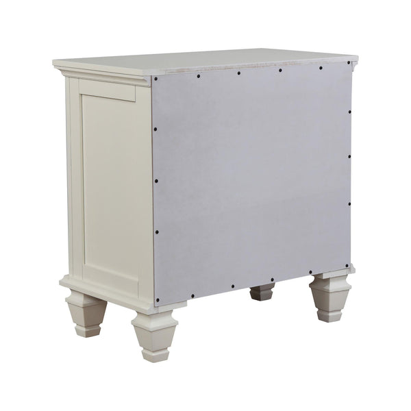 English Elm Cream Cottage 3-Drawer Nightstand with Pull-Out Tray, Sparkling White Finish, Felt-Lined Top Drawer, Silver Hardware (29.75"H x 29"W x 16.5"D) B062P148635