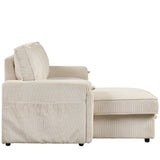 English Elm Upholstery Sleeper Sectional Sofa With Storage Bags and 2 Cup Holders On Arms