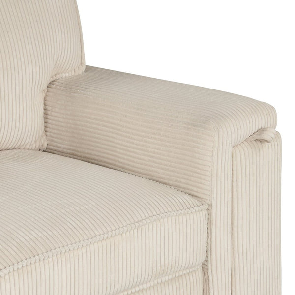 English Elm U_style Sleeper Sectional Sofa with Fold Out Twin Bed Cup Holders and Armrest Pockets Beige WY000372AAA