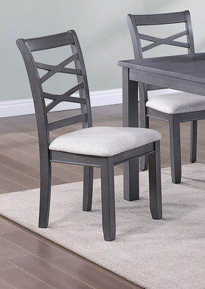English Elm Dining Set Six Piece Rubberwood Table Cross-back Chairs Bench Two-toned Gray B011S00661