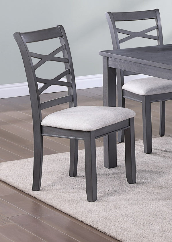 English Elm Dining Set Six Piece Rubberwood Table Cross-back Chairs Bench Two-toned Gray B011S00661