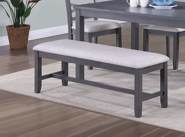 English Elm Dining Set Six Piece Rubberwood Table Cross-back Chairs Bench Two-toned Gray B011S00661