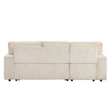 English Elm Upholstery Sleeper Sectional Sofa With Storage Bags and 2 Cup Holders On Arms