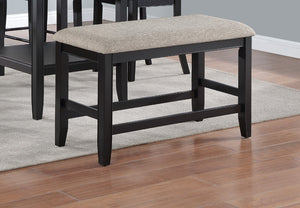 English Elm Farmhouse Counter Height Bench with Upholstered Seat and Wooden Frame, Rustic Brown & Grey Finish Gray 44 L x 20 W x 16 H B011P149003