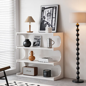 English Elm Multifunctional 4-Tier Bookshelf & Coffee Table – Modern Minimalist Living Room Organizer with Display and Storage White W1801137471