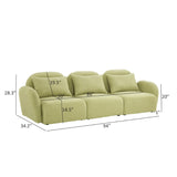 English Elm Living Room Furniture Three Seat Lazy Sofa Teddy Fabric Light Green